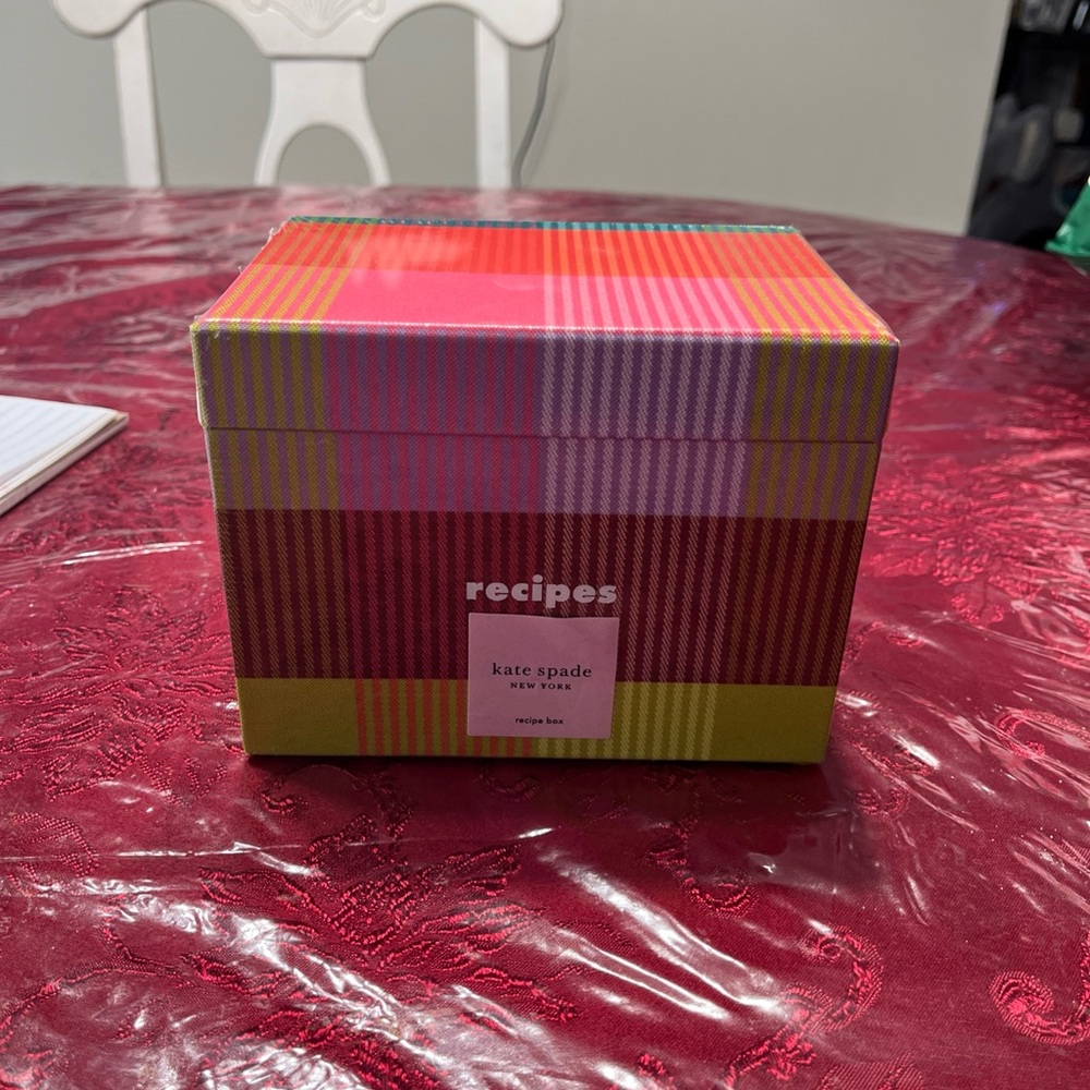 Kate Spade Multicolor Plaid Recipe Box New